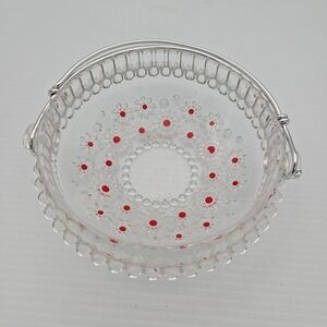 VTG Walther 5.75" Bowl/Dish FABIOLA Clear Red‎ Dot Daisy W. German